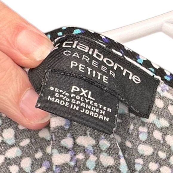 Liz Claiborne Career geometric blouse Women’s size PXL polyester/spandex blue bl - Picture 4 of 5